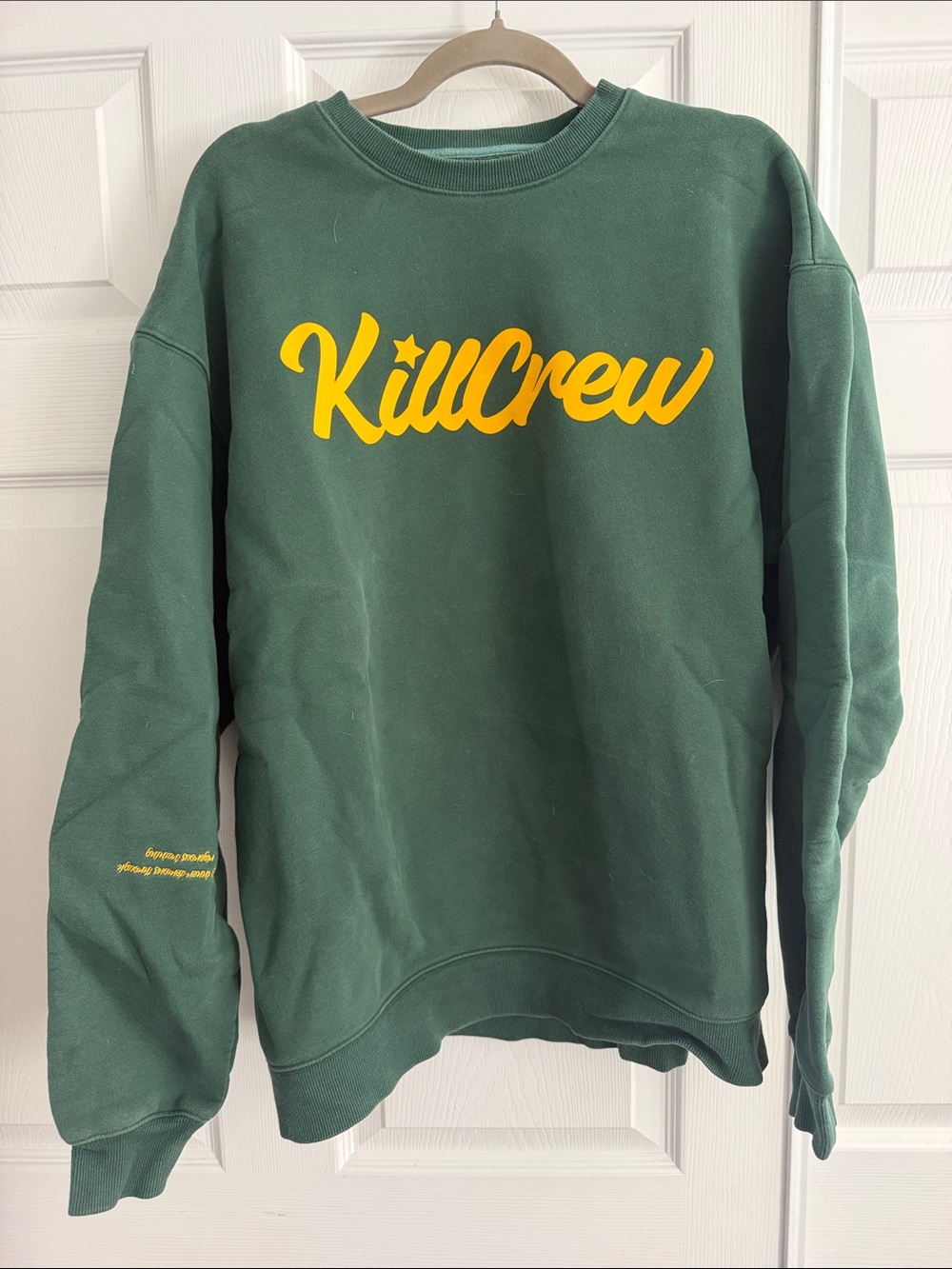 Kill Crew Dark Green Crewneck with Yellow Script Logo